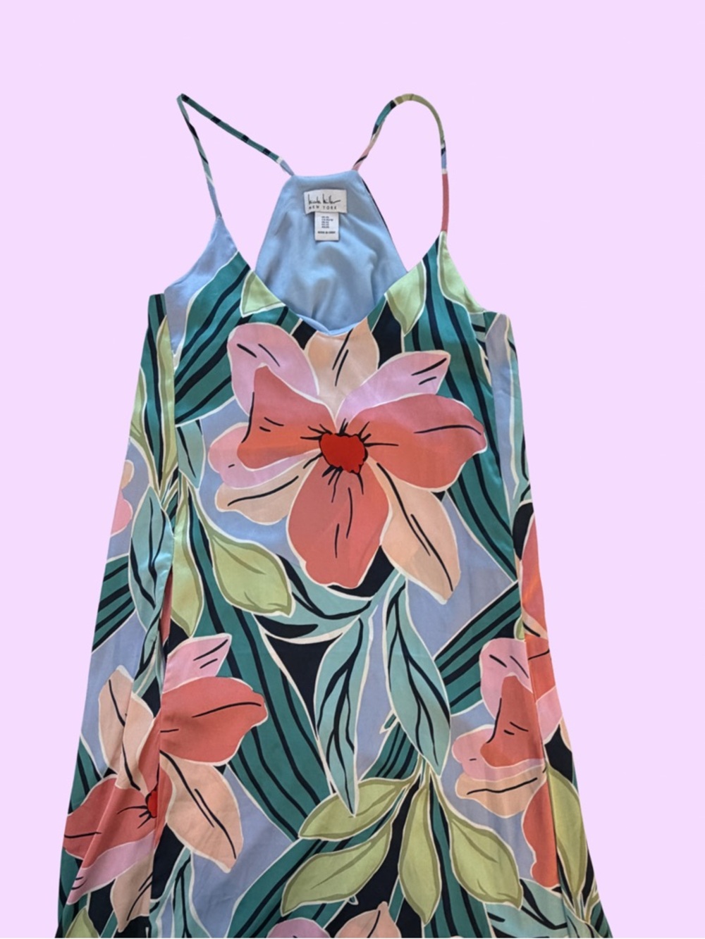 Nicole Miller Floral Maxi Dress in Coral, Green & Blue - Picture 2 of 9